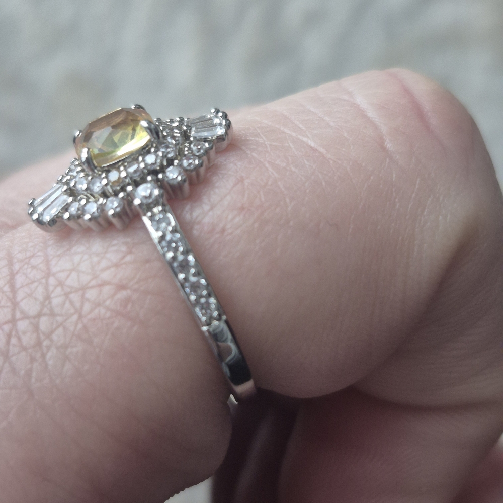 Dazzling Yellow Gemstone Silver Ring - image 3